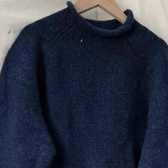 Navy Knit Sweater Classic Crewneck Pullover - Picture 2 of 3